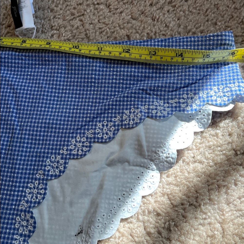 J.Crew Scalloped Bikini Bottom Blue Gingham Medium NWT - Picture 10 of 12
